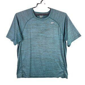 Mens Reebok Heathered Teal Active T Shirt Short Sleeve Polyester Stretch Size XL
